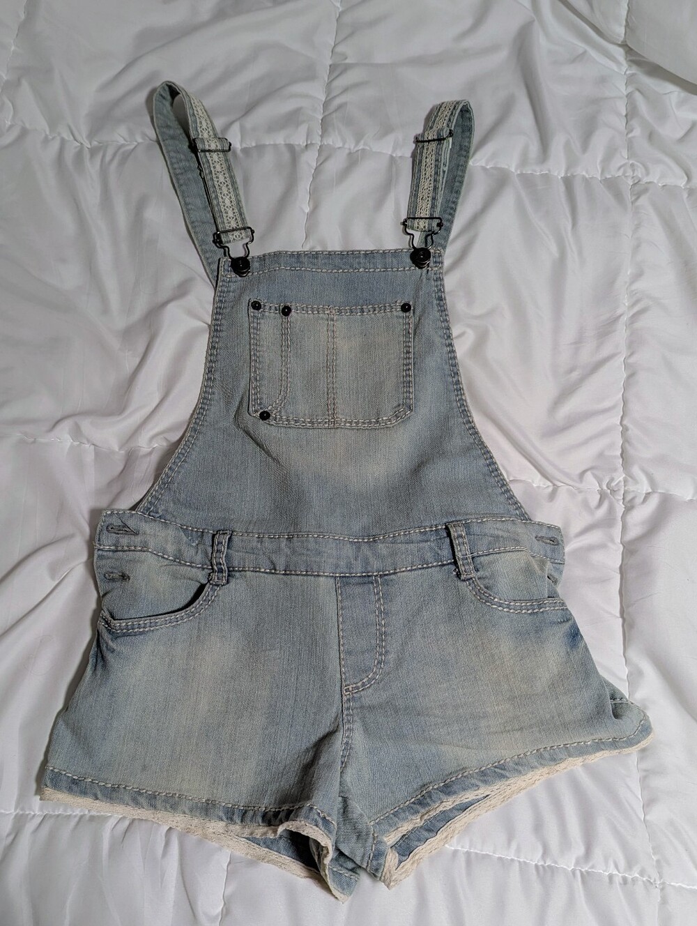 NWT Mudd Light Blue Denim Short Overalls